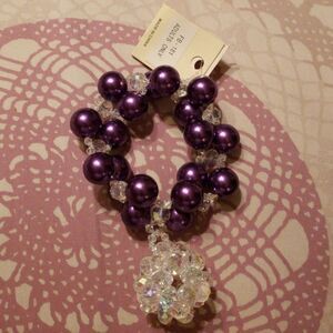 Purple Two Strand Purple Bauble & Clear Bracelet